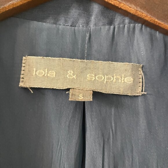 Lola & Sophie New York Navy Blazer Size Small Mixed Media Crepe Ribbed Knit - Picture 3 of 6